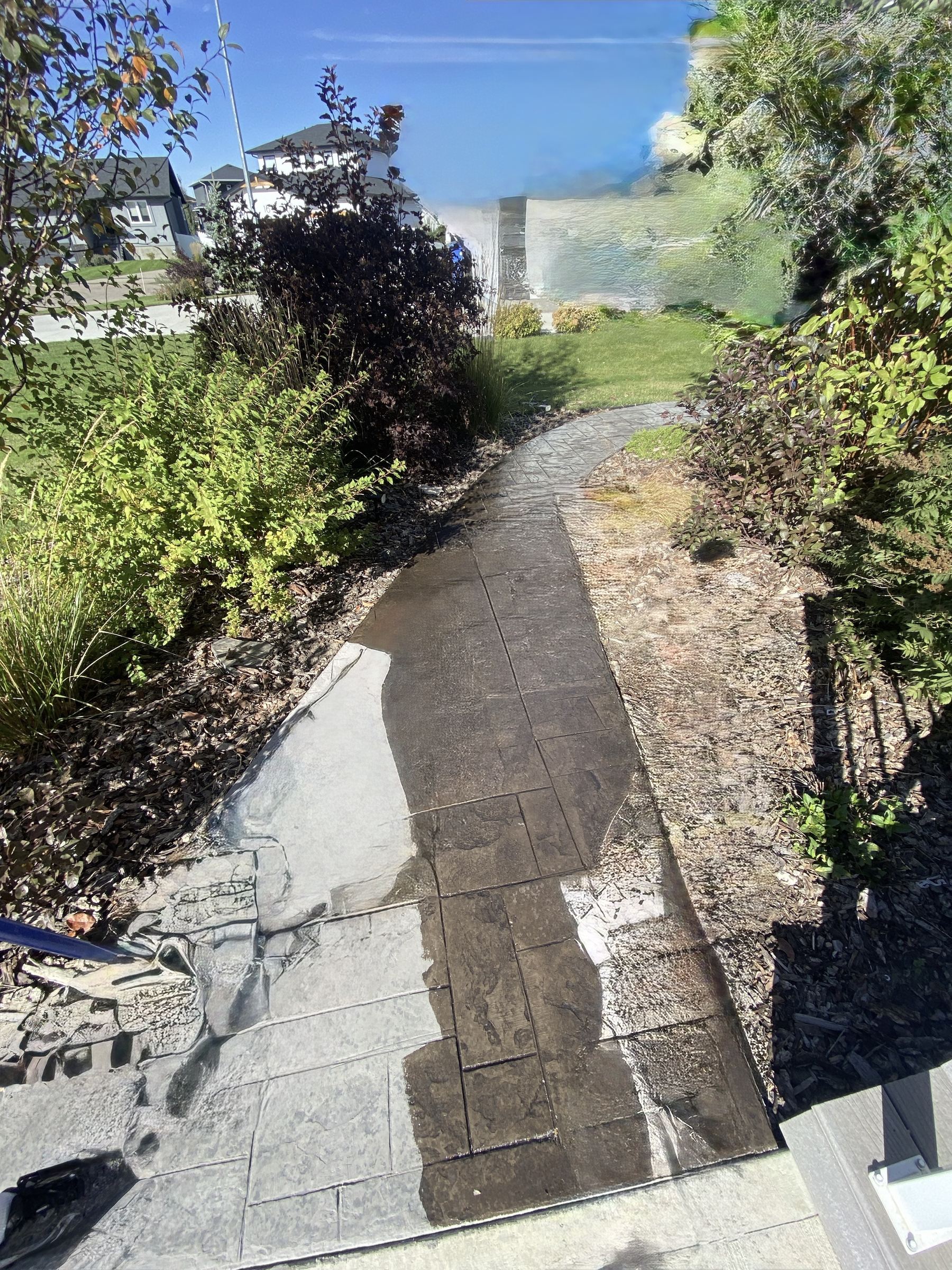 Stamped concrete walkway